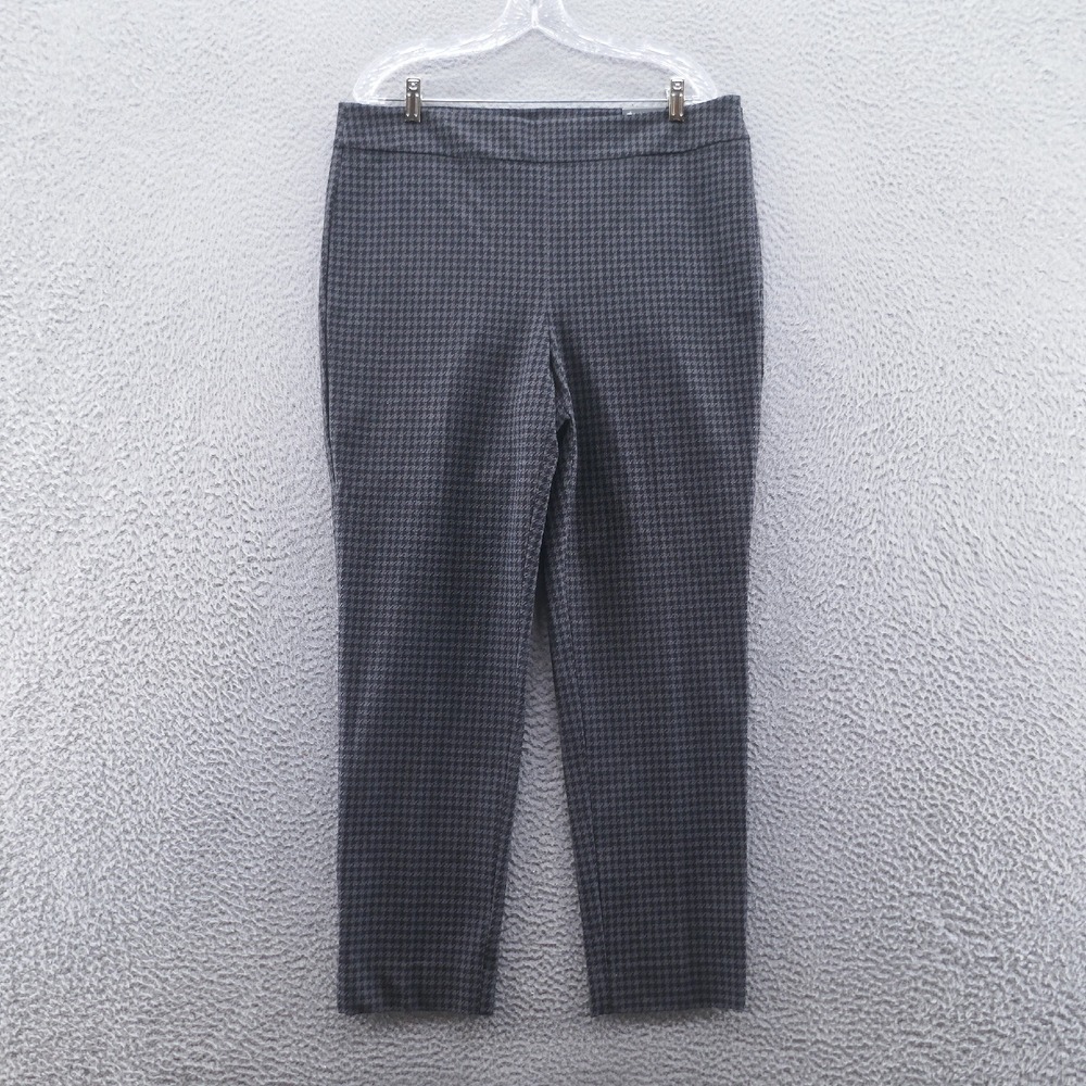 Talbots Womens Chatham Ankle Pants 14 Gray Black Houndstooth High Waist NEW